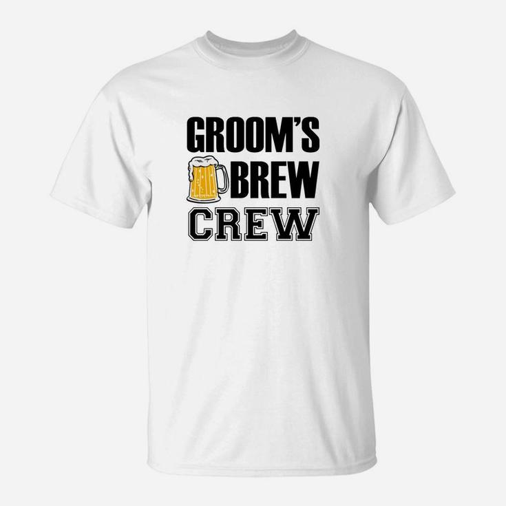 Groom's Brew Crew Funny Groomsmen Bachelor Party T-Shirt