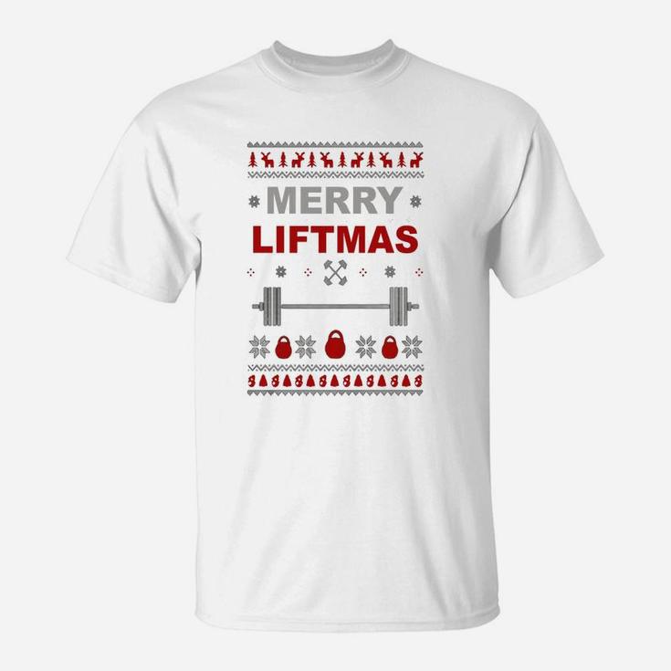 Gym Merry Liftmas Christmas Ugly Sweater T-Shirt