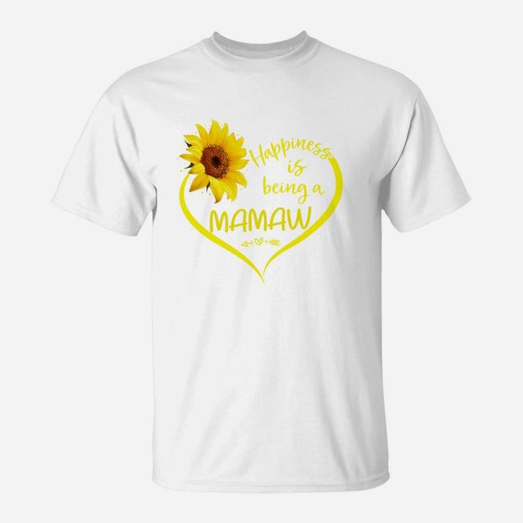 Happiness Is Being A Mamaw Sunflower Heart Gift For Mothers And Grandmothers T-Shirt