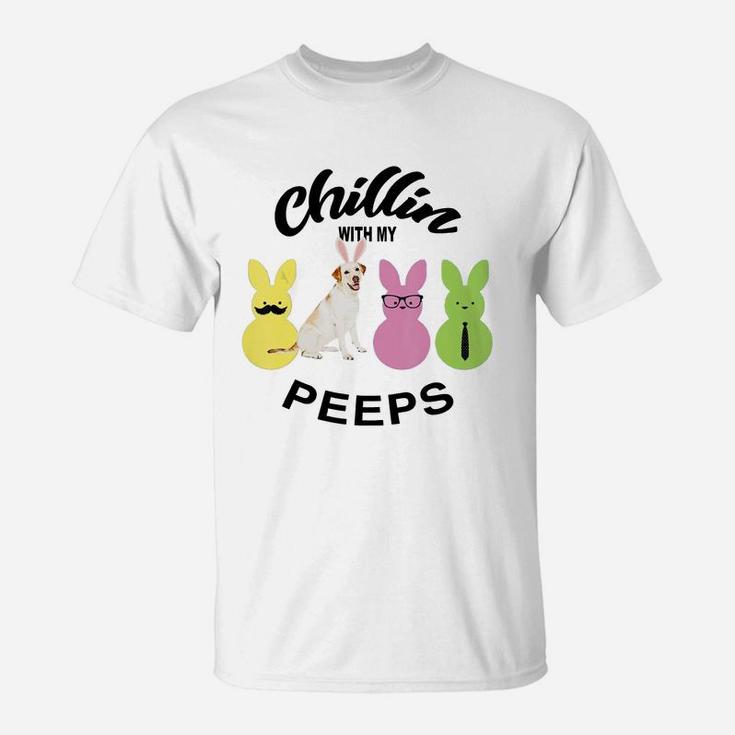 Happy 2021 Easter Bunny Cute Labrador Retriever Chilling With My Peeps Gift For Dog Lovers T-Shirt