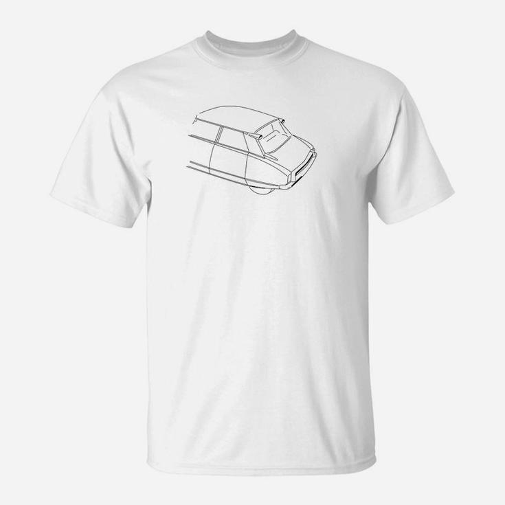 Herren T-Shirt mit Auto-Linienkunst, Minimalistisches Design, Weiß