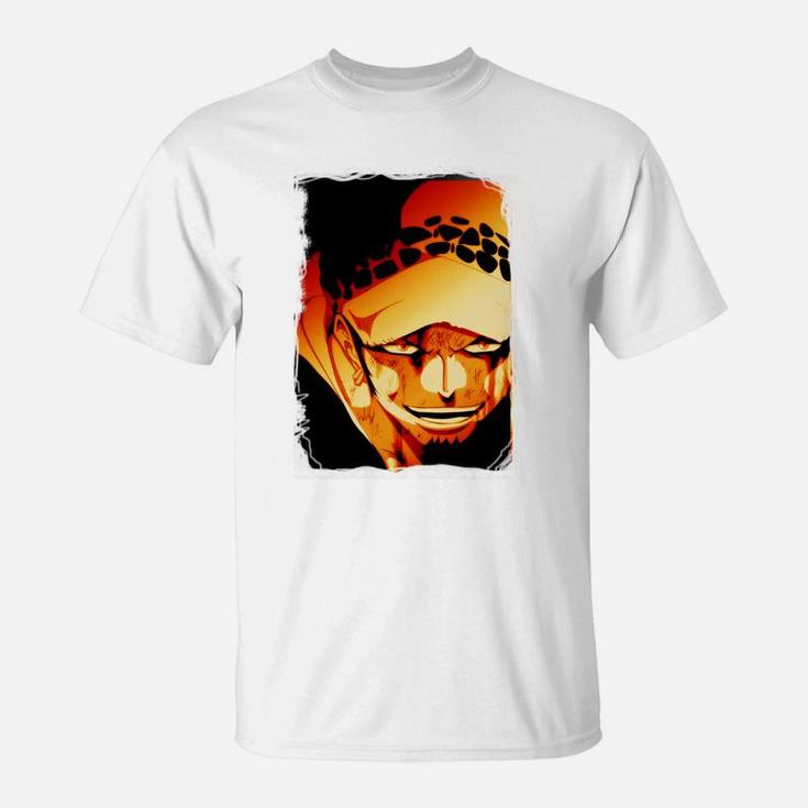 Herren-T-Shirt mit Modernem Porträt-Print, Orange-Schwarz Design