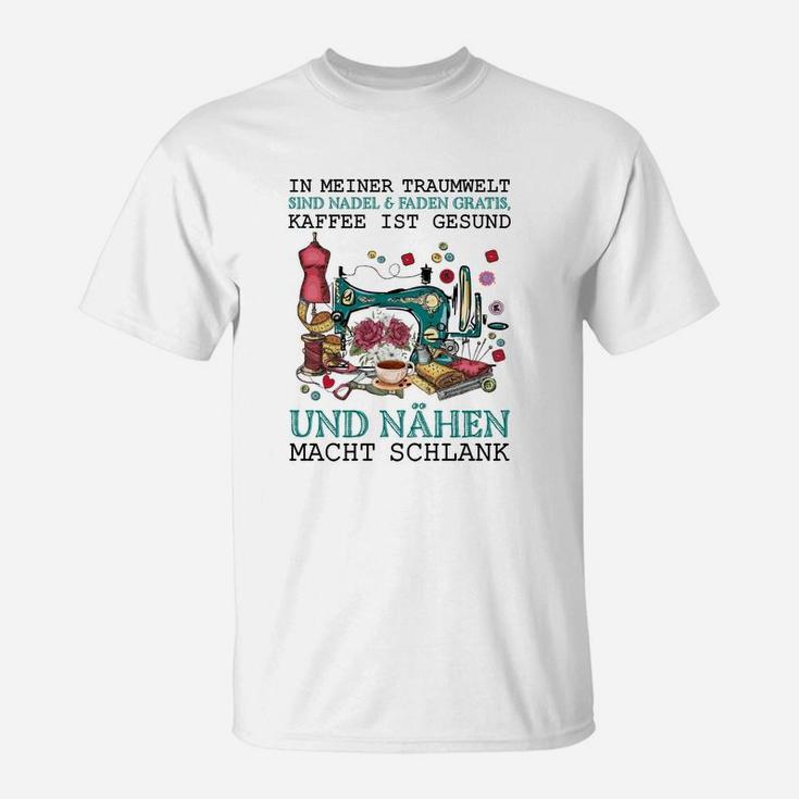 Herren T-Shirt mit Näh-Kaffee Spruch, Lustiges Tee für Hobbynäher