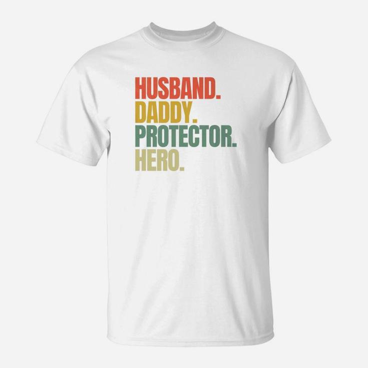 Husband Daddy Protector Hero Shirt Fathers Day Gift Dad Son Premium T-Shirt