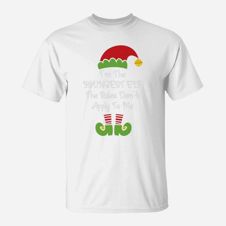 I Am The Youngest Elf The Rules Dont Apply To Me Family Matching Christmas T-Shirt