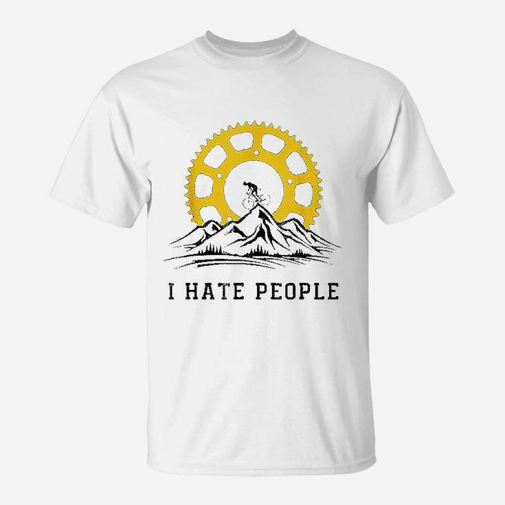 I Hate People Cycling Downhill Mountain Biking T-Shirt