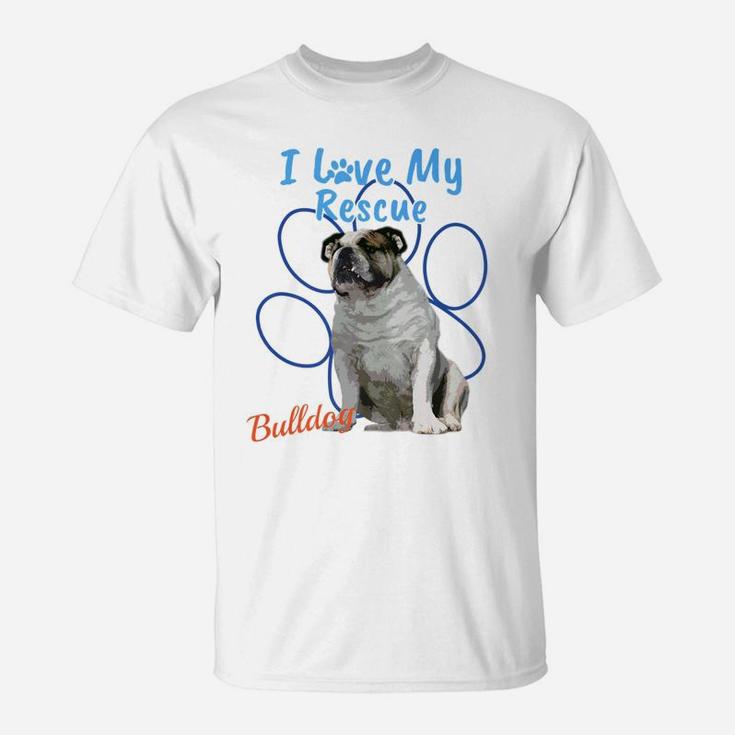 I Love My Rescue English Bulldog Adopted Dog T-Shirt