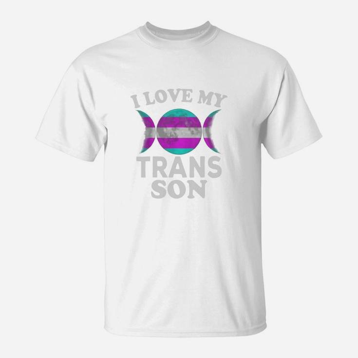 I Love My Transgender Son Proud Dad Mom Gay Pride Trans Moon T-Shirt