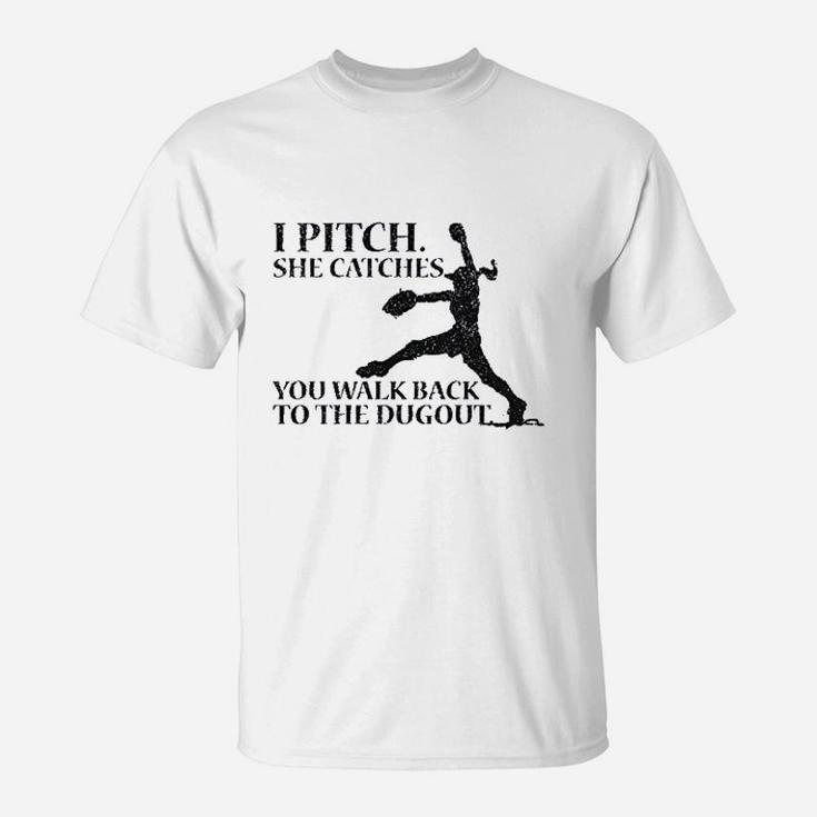Softball Pitcher I Pitch She Catches Tshirt Softball Pitcher I Pitch She Catches Tshirt