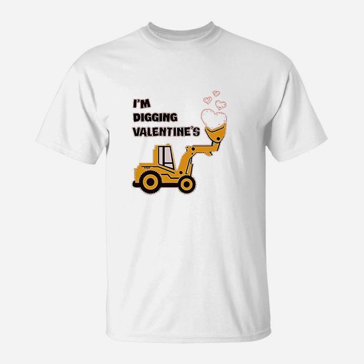 I'm Digging Valentine's Gift Tractor Loving Boy Toddler Kids T-Shirt