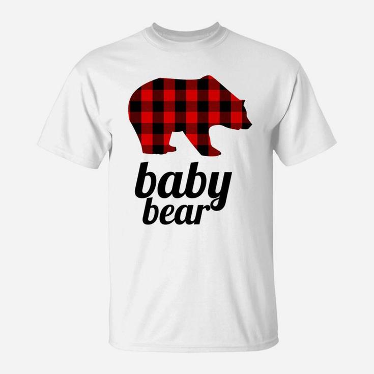 Kids Baby Bear Red Plaid Matching Mama Bear T-Shirt