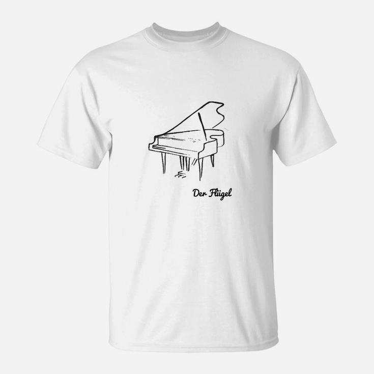 Klavier-Aufdruck Herren T-Shirt Der Flügel in Weiß