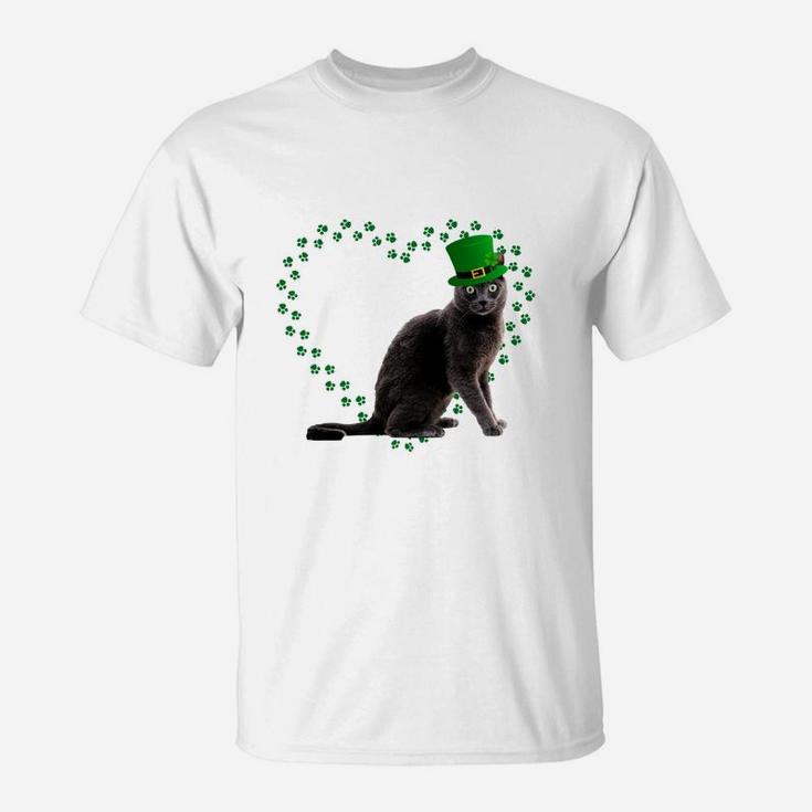 Korat Heart Paw Leprechaun Hat Irish St Patricks Day Gift For Cat Lovers T-Shirt