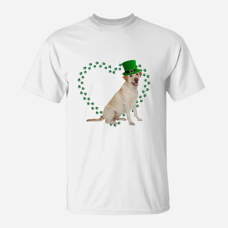 Labrador Retriever Heart Paw Leprechaun Hat Irish St Patricks Day Gift For Dog Lovers T-Shirt