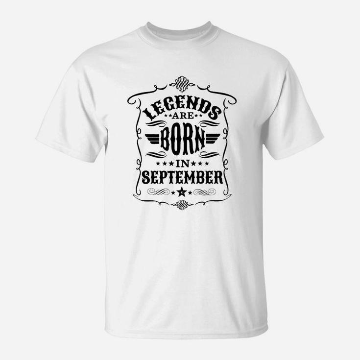 Legends Are Born In September Black Text T-Shirt