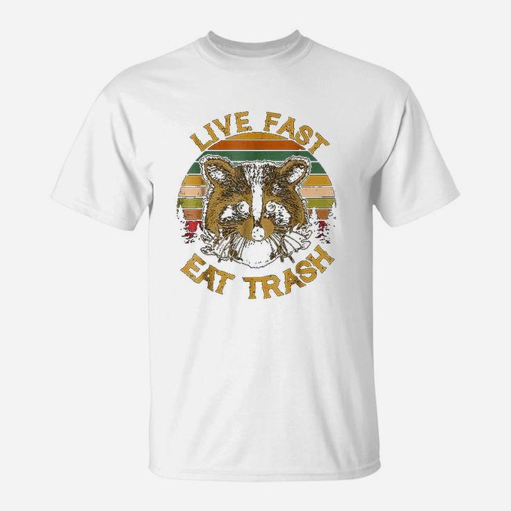Live Fast Eat Trash Funny Raccoon Camping T-Shirt