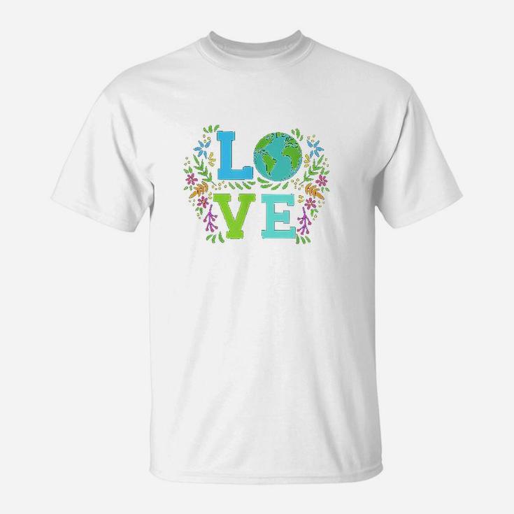 Love Earth Save The Planet Vintage Floral Earth Day Clothes T-Shirt