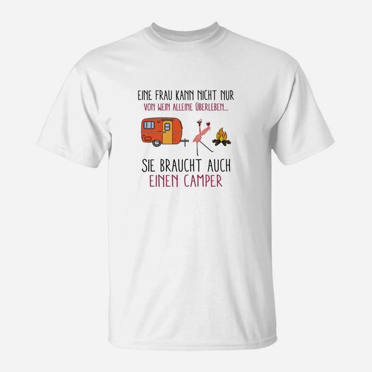 Lustiges Camper-T-Shirt für Frauen, Spruch Leben mit Camper