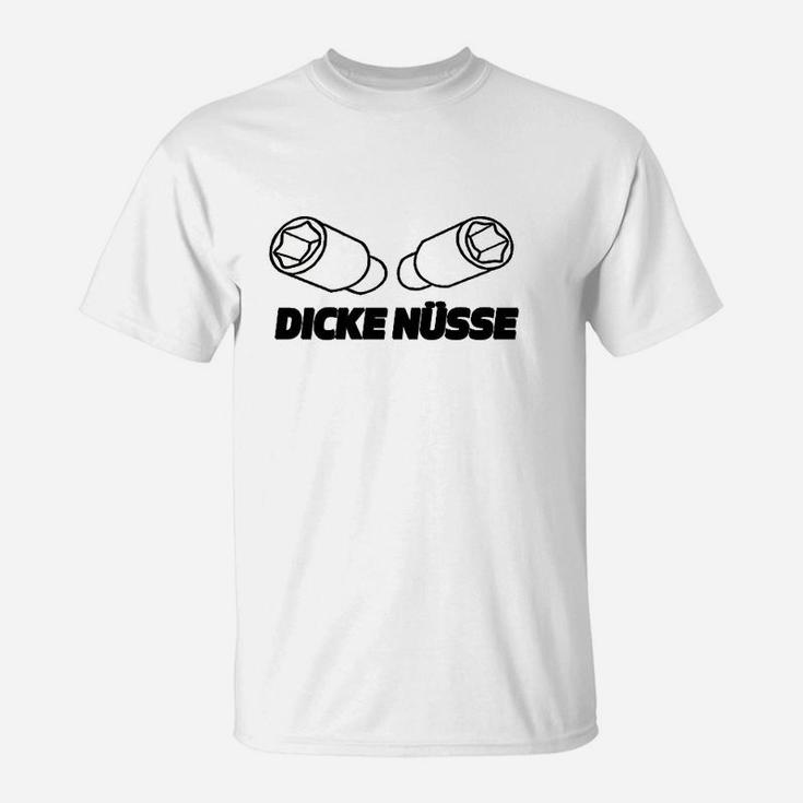 Lustiges Herren T-Shirt Dicke Nüsse Aufdruck, Spaßiges Oberteil