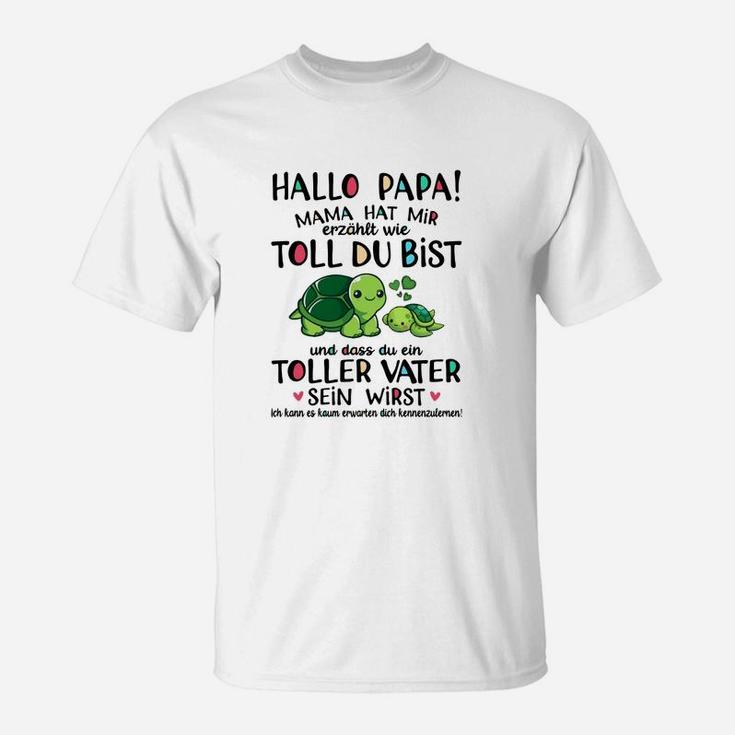 Lustiges Vatertag T-Shirt Hallo Papa mit Schildkröten-Motiv