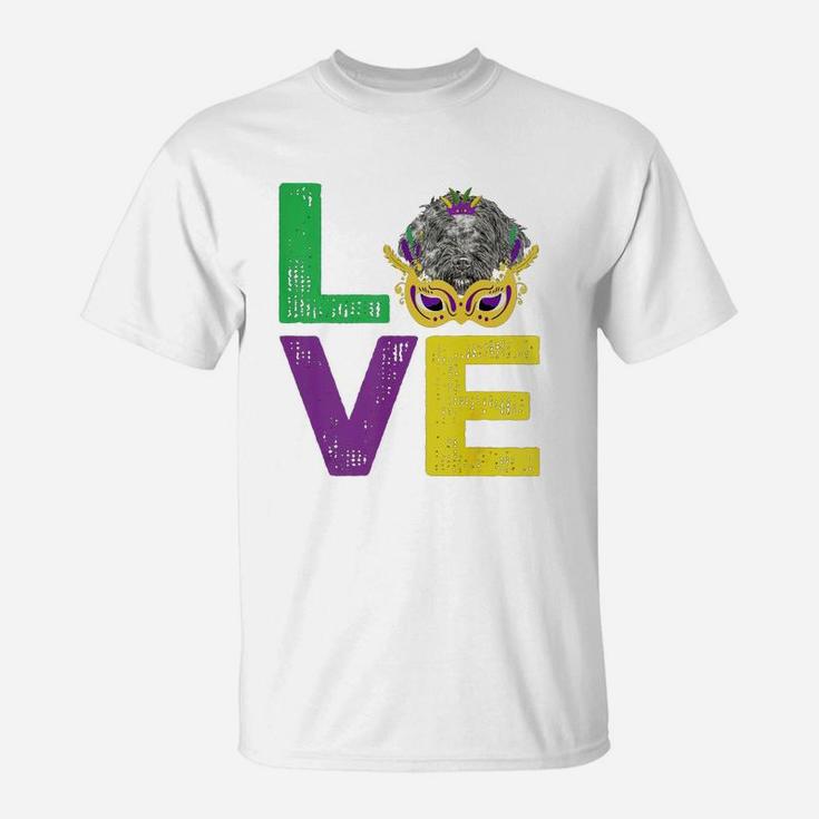 Mardi Gras Fat Tuesday Costume Love Portuguese Water Dog Funny Gift For Dog Lovers T-Shirt