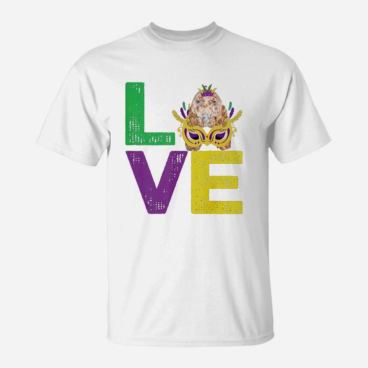 Mardi Gras Fat Tuesday Costume Love Spaniel Funny Gift For Dog Lovers T-Shirt