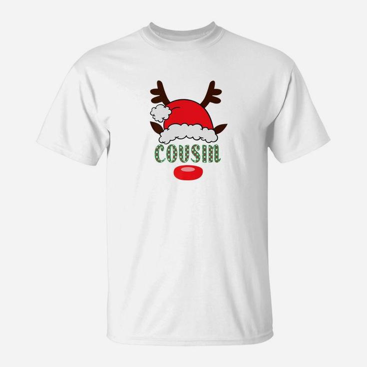 Matching Family Santa Hat With Reindeer Antlers Cousin T-Shirt