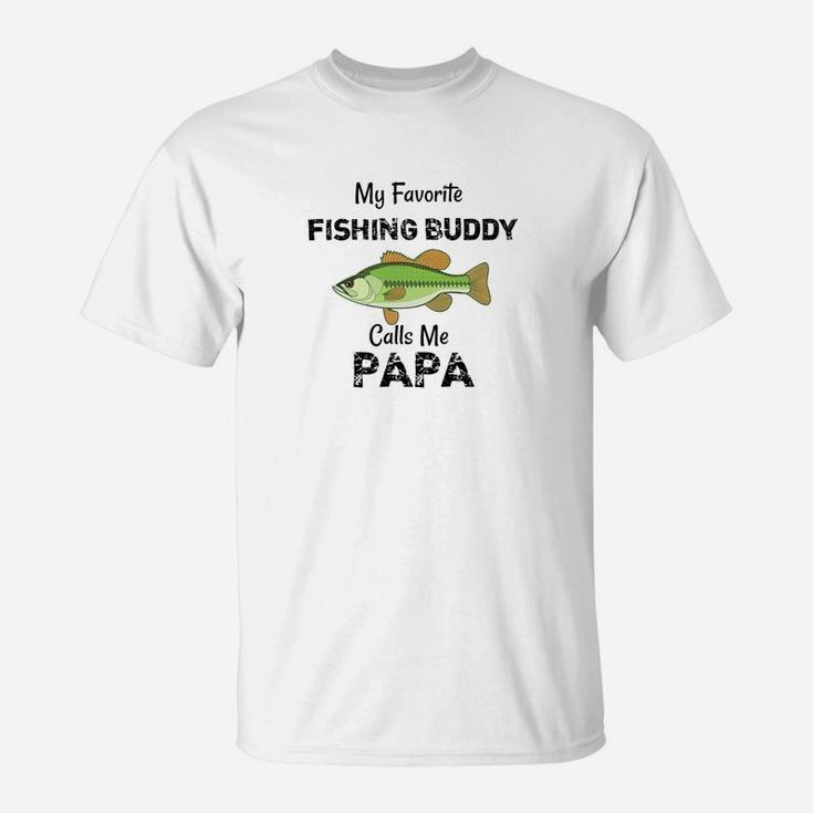 Awesome My Fishing Buddy Calls Me Papa Tshirt Grandpa Gift