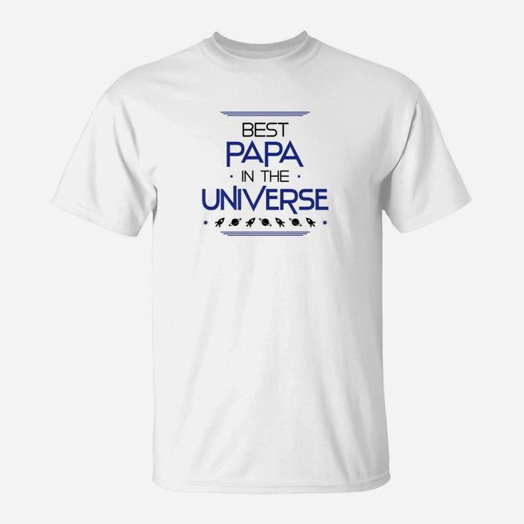 Mens Best Papa In The Universe Fathers Day Gifts Space Kids Premium T-Shirt