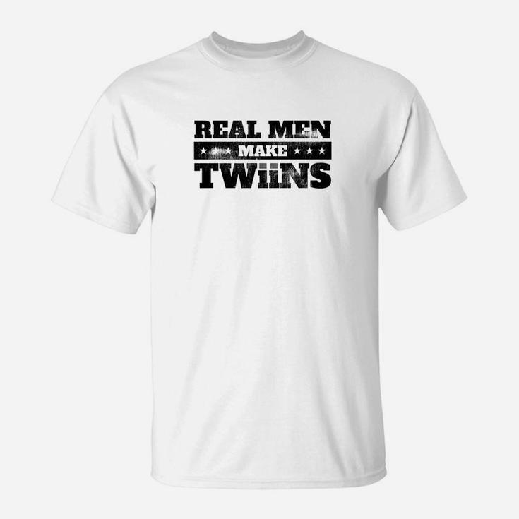 Mens Dad Of Twins Fathers Day Two Babies Premium T-Shirt