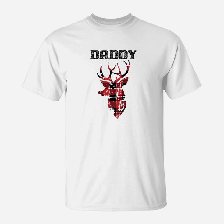 Mens Family Christmas Shirt Daddy Reindeer Silhouette Dad T-Shirt