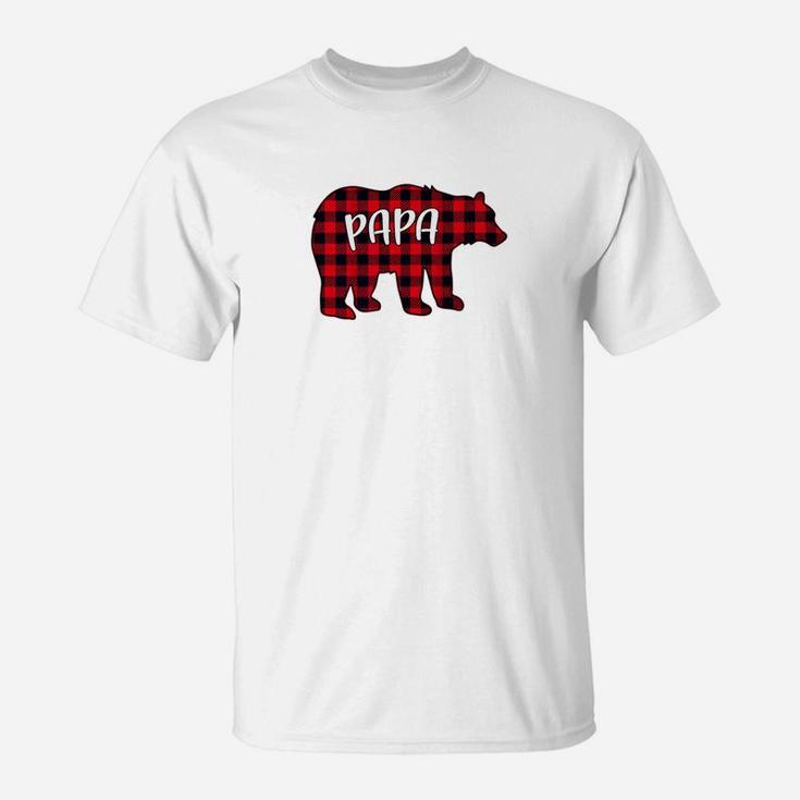 Mens Red Plaid Papa Bear Matching Buffalo Family Christmas Gift T-Shirt