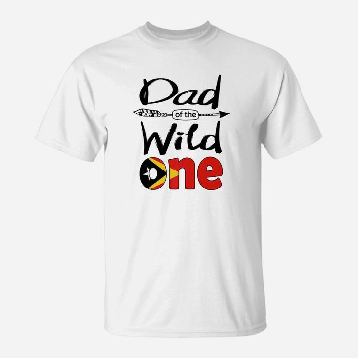 Mens White Timorese Dad Of The Wild One Birthday Timorleste Flag Premium T-Shirt
