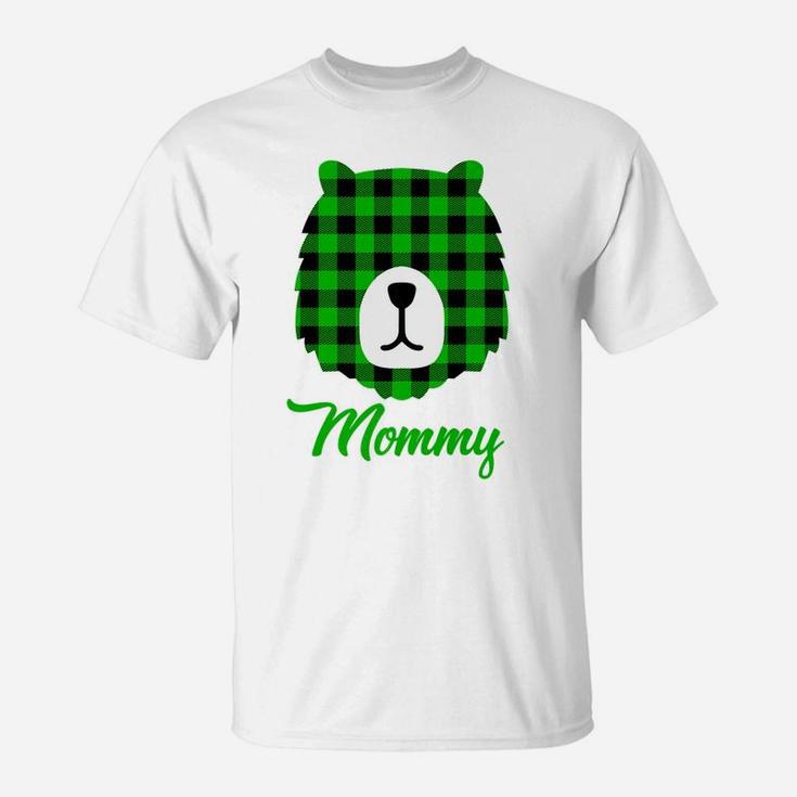 Mommy Bear Buffalo Green Plaid St Patricks Day T-Shirt