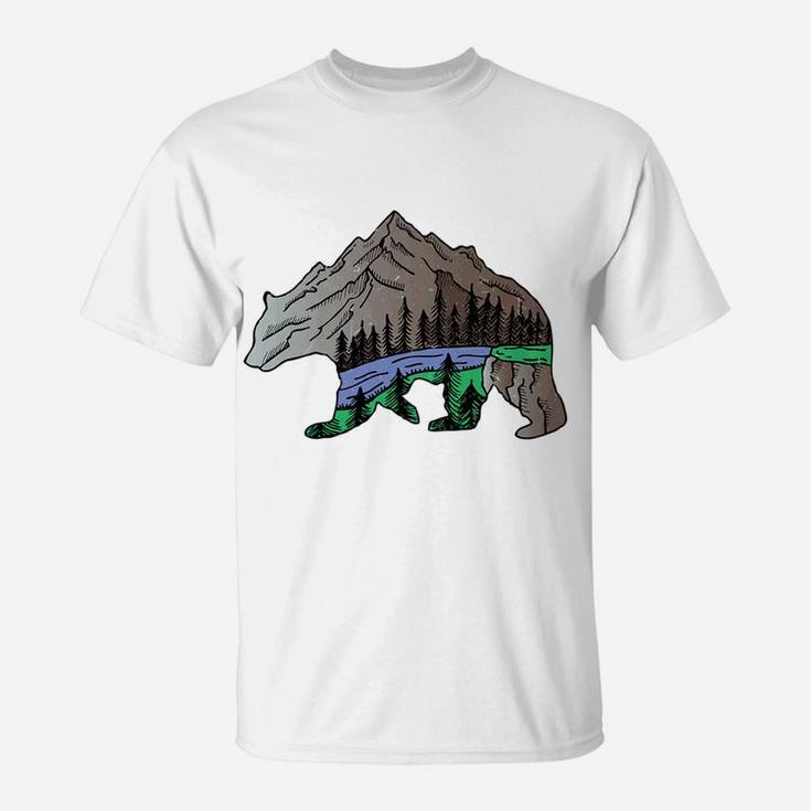 Mountain Bear Lover Distressed Gift For Mama Papa T-Shirt