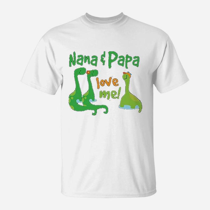 Nana Papa Love Me Grandchild Dinosaur T-Shirt