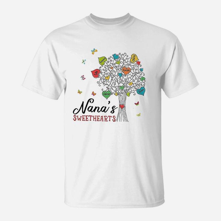 Nana Sweethearts Hearts Family Tree T-Shirt