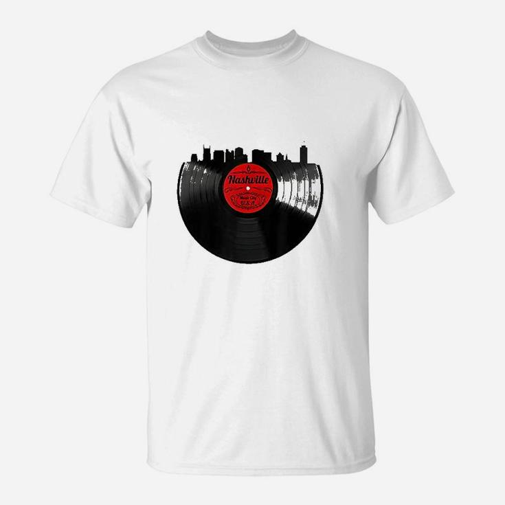 Nashville Tennessee Skyline Vinyl Record Vintage T-Shirt
