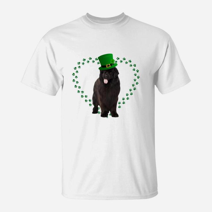Newfoundland Heart Paw Leprechaun Hat Irish St Patricks Day Gift For Dog Lovers T-Shirt