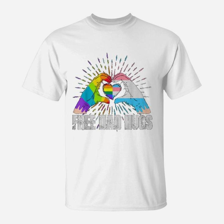 Official Free Dad Hugs Rainbow Lgbt Trans Gay Pride Fathers Day T-Shirt