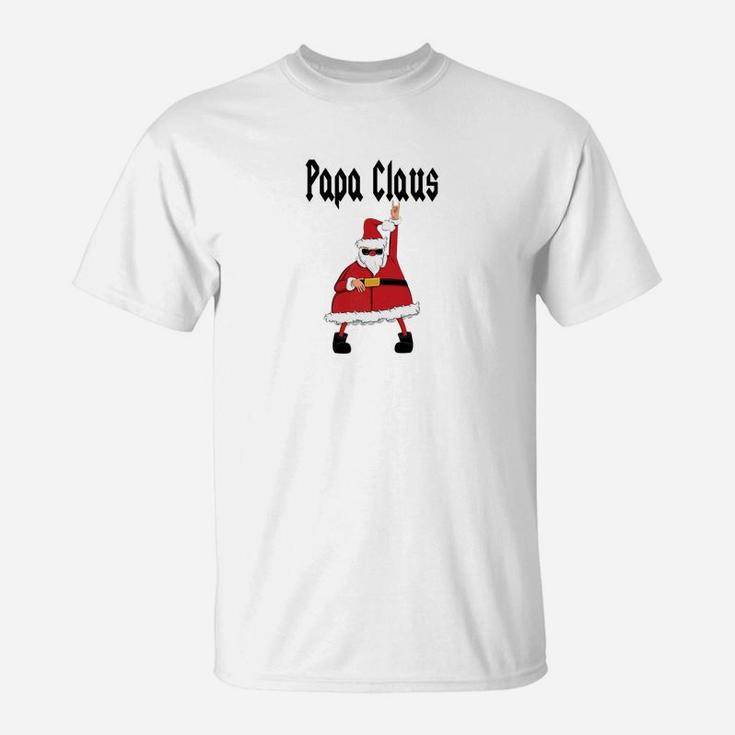 Papa Claus Funny Rocker Christmas Hipster Dad Father T-Shirt