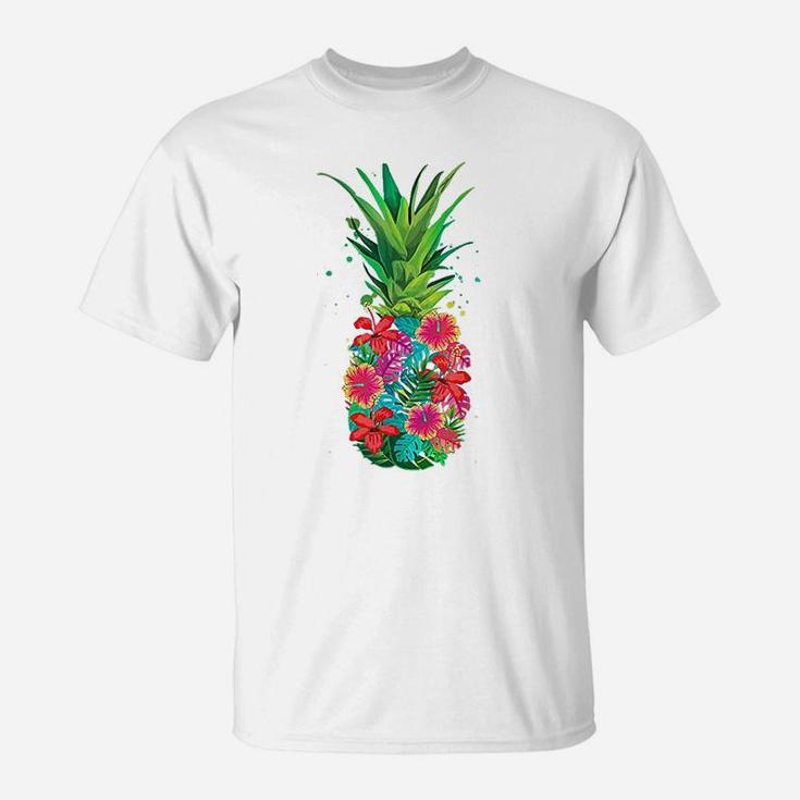 Pineapple Flowers Aloha Hawaii Vintage Hawaiian T-Shirt
