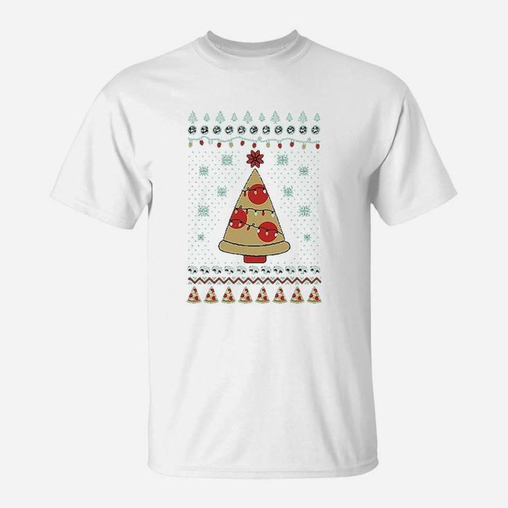 Pizza Ugly Christmas Xmas Pizza Tree T-Shirt