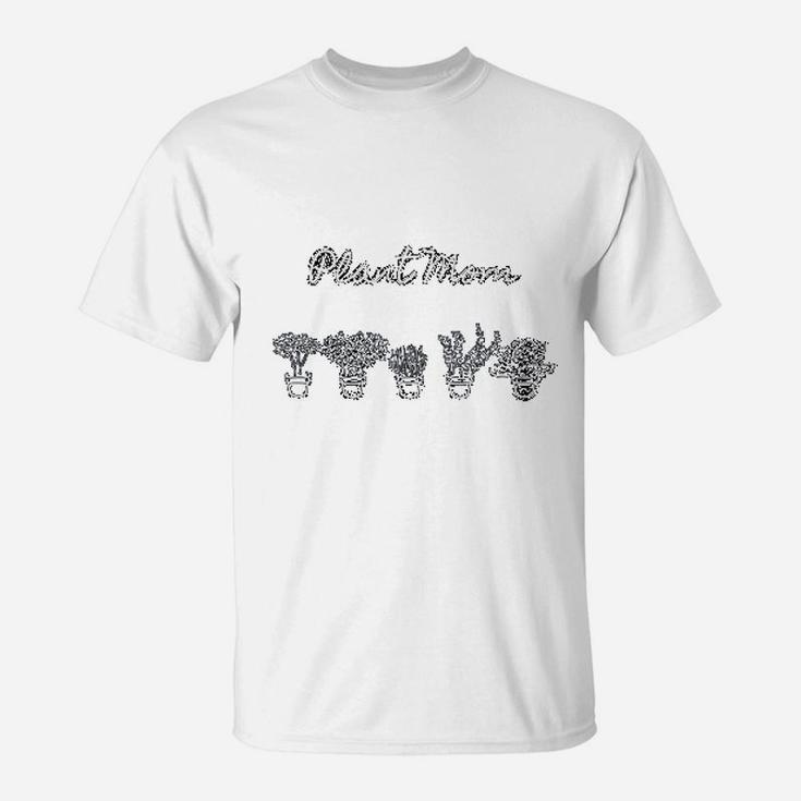 Plant Mom Plant Lover Icons Minimalist Design T-Shirt