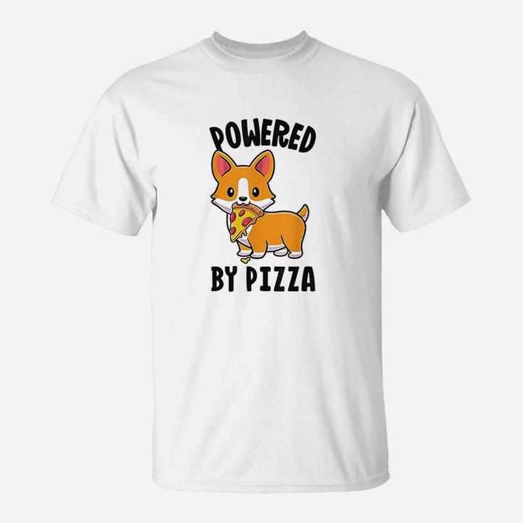 Powered By Pizza Corgi Dog Funny Corgi T-Shirt