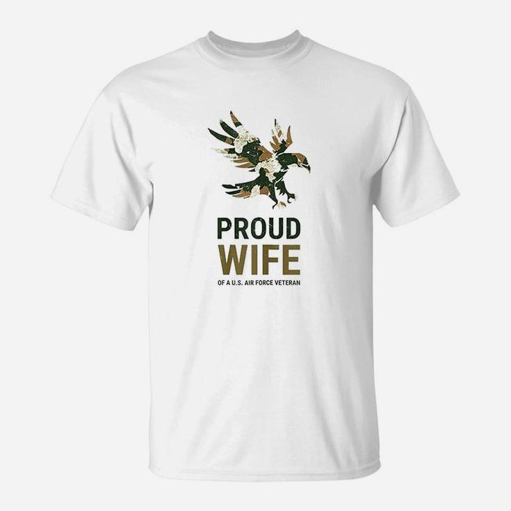 Proud Wife Of A Us Air Force Veteran Usaf Camo Eagle T-Shirt