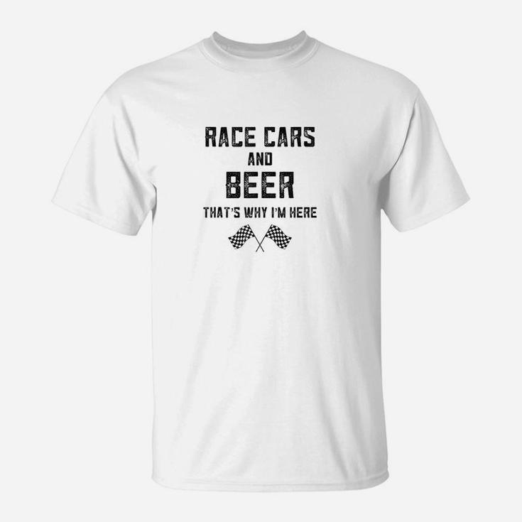 Race Track Gifts For Checkered Flag Fast Cars Beer Race Day T-Shirt
