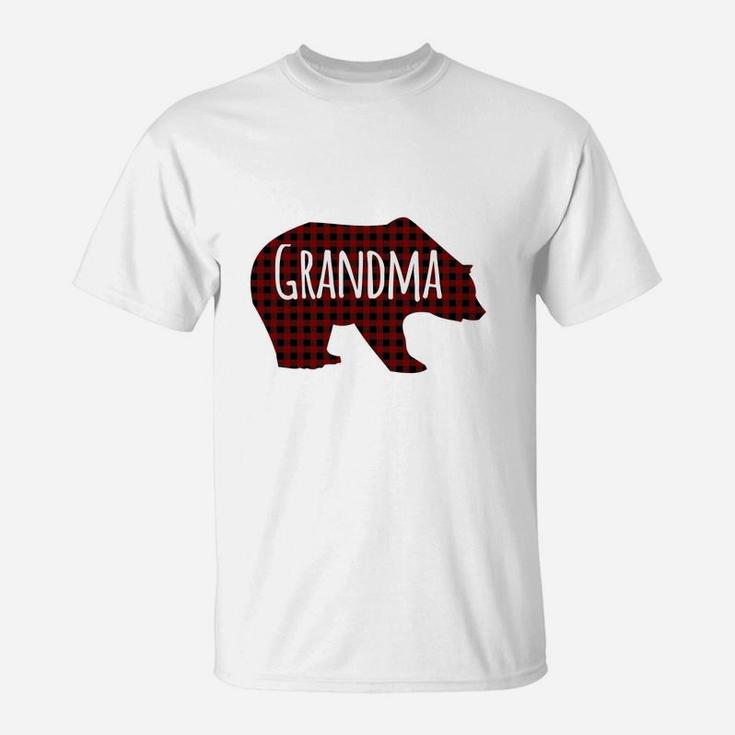 Red Plaid Grandma Bear Buffalo Matching Family Pajama (2) T-Shirt