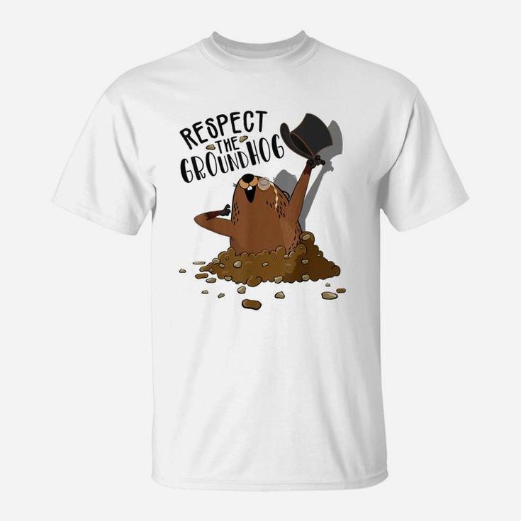 Respect The Groundhog Woodchuck Cute Groundhog Day T-Shirt