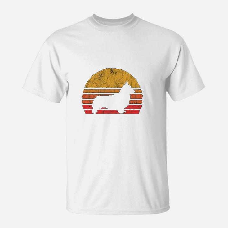 Retro Corgi Distressed Sun Vintage Dog Breed Designs T-Shirt